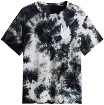 Men's Tie Dye Short Sleeve Round Neck Tee Top Black Multi, Black Multi