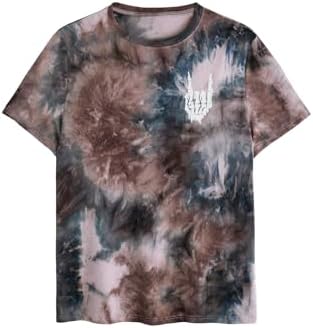 Men's Tie Dye Short Sleeve Round Neck Tee Top Brown Multi, Brown Multi