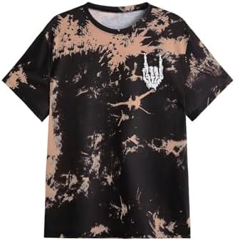Men's Tie Dye Short Sleeve Round Neck Tee Top Khaki Multi, Khaki Multi
