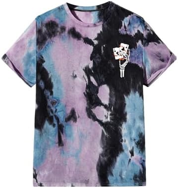 Men's Tie Dye Short Sleeve Round Neck Tee Top Multi Blue, Multi Blue