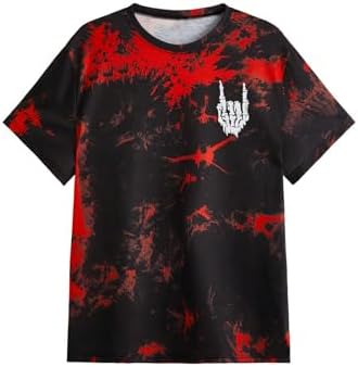 Men's Tie Dye Short Sleeve Round Neck Tee Top Red Multi, Red Multi