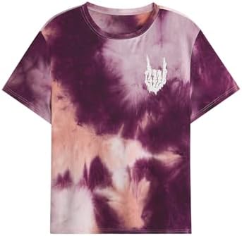Men's Tie Dye Short Sleeve Round Neck Tee Top Violet Multi, Violet Multi