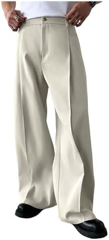 Men's Wide Leg Pants Business Casual Dress Pants with, Apricot