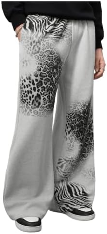 Men's Wide Leg Sweatpants Hip Hop Leopard Print Baggy Sweat Pants
