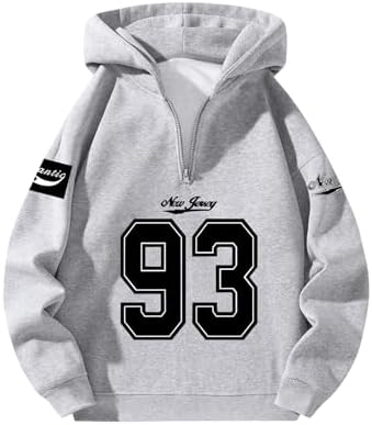 Men's Zip Up Hoodie Jersey Shirt Long Sleeve Hooded, Dark Grey