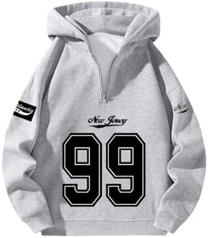 Men's Zip Up Hoodie Jersey Shirt Long Sleeve Hooded, Light Grey
