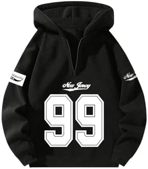 Men's Zip Up Hoodie Jersey Shirt Long Sleeve Hooded Sweatshirt Jersey Black