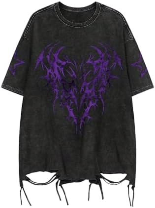 Mens Graphic Tees Y2k Shirts Grunge Tshirts Emo Scene, Black
