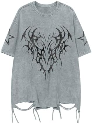 Mens Graphic Tees Y2k Shirts Grunge Tshirts Emo Scene, Blue