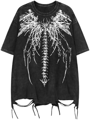 Mens Graphic Tees Y2k Shirts Grunge Tshirts Emo Scene, White Black