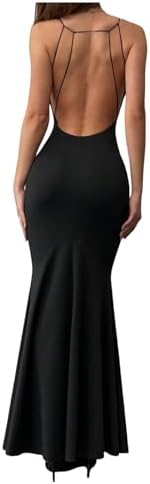 Open Back Maxi Dress Fishtail Cocktail Dress Party Outfits