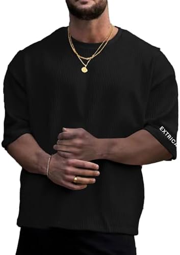 Oversized Tshirts for Men Drop Shoulder Baggy Streetwear Tops Black
