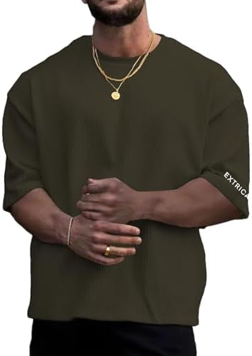 Oversized Tshirts for Men Streetwear Casual Baggy Drop, Army Green