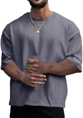 Oversized Tshirts for Men Streetwear Casual Baggy Drop, Dark Grey