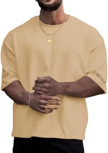 Oversized Tshirts for Men Streetwear Casual Baggy Drop, Khaki