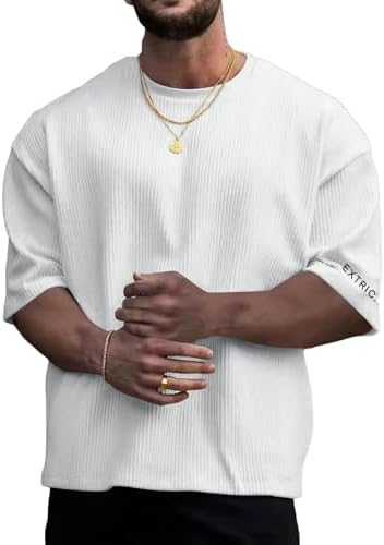 Oversized Tshirts for Men Streetwear Casual Baggy Drop, White