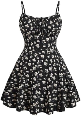 Plus Size Floral Summer Dresses Boho Short Sundress Holiday Cami Flowy Dress