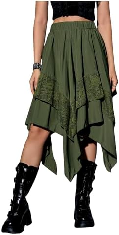 Renaissance Flowy Lace Asymmetrical Skirt Whimsical Clothes