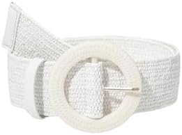 Round Buckle Casual Straw Belt White 12 Months