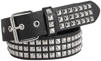 Studded Waist Belt Metal Punk Rock Rivet Belt Black 40.2