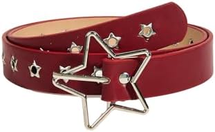 Studded Y2K Leather Belt Star Double Grommet Punk Belts