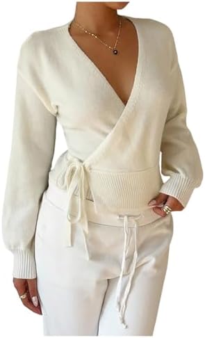 Tie Front Wrap Cardigan Cream Sweaters Cozy Fall Clothes