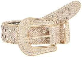 Vintage Buckle PU Leather Waist Belts Western Belts White Gold 90