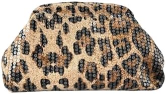 Vintage Sequin Leopard Evening Bag Y2K Clutch Purses Multicolor One-Size