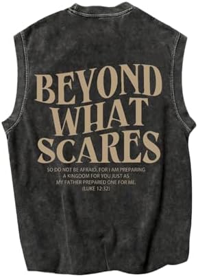 Vintage T Shirts for Men Graphic Y2K Gym Shirts Letter Sleeveless Loose