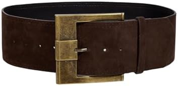 Western Cowgirl Belt Square Metal Buckle Vintage Wide Waist Belts Coffee suit