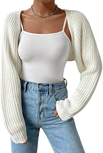 Y2k Cropped Cardigan Sweaters Lightweight Knit Open Front Bolero Shrugs