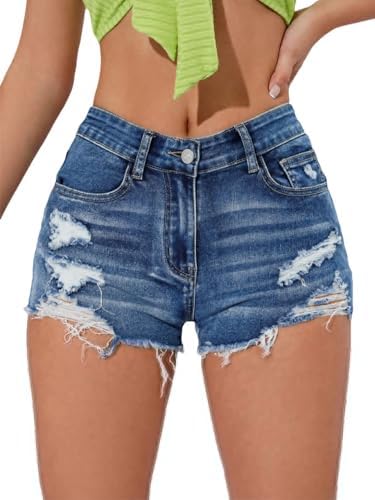 Y2K Low Rise Ripped Distressed Skinny Denim Jean Shorts